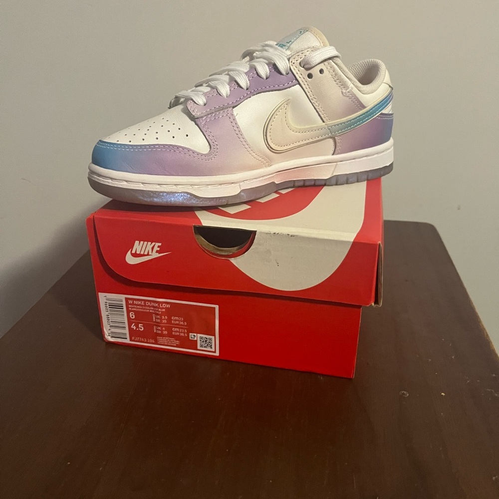 Nike Purple and White Sneakers Dunk Low